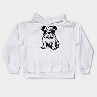 Stick figure bulldog in black ink Kids Hoodie